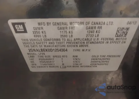 2013 Chevrolet Equinox Ls from USA, damaged, VIN 2GNALBEK8D1254364